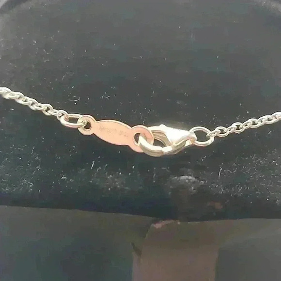 Ow Designer Sterling Silver Emerald Cut Green and White Stone Necklace - Picture 3 of 3